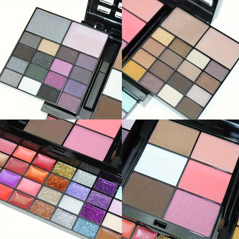 74-Color Glamour Makeup Palette - Vibrant Eye Shadow & Lip Colors, Glitter Cream, All-In-One Beauty Kit with Blendable Formulas, Long-Lasting, Highly Pigmented, Includes Brushes, Portable & Travel-Friendly Cosmetics Collectio