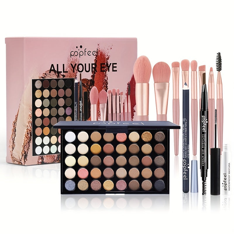 40-color Christmas Eye Shadow Palette Makeup Set Tools Mascara Eye Shadow Brush Eyeliner Eyebrow Pencil Combination Set Beginner Makeup Tools Valentine&#39;s Day Christmas Gift Winter Makeup Valentines Day Gifts