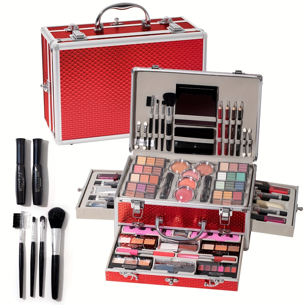 106pcs Professional Makeup Set - The Ultimate All-In-One Beauty Kit with Eyeshadow, Lipstick, Blush, Lip Liner, Makeup Brushes And More - Perfect Gift for Halloween, Music Festivals, Makeup Artists And Beauty Lovers