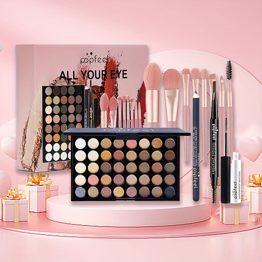 40-color Christmas Eye Shadow Palette Makeup Set Tools Mascara Eye Shadow Brush Eyeliner Eyebrow Pencil Combination Set Beginner Makeup Tools Valentine&#39;s Day Christmas Gift Winter Makeup Valentines Day Gifts