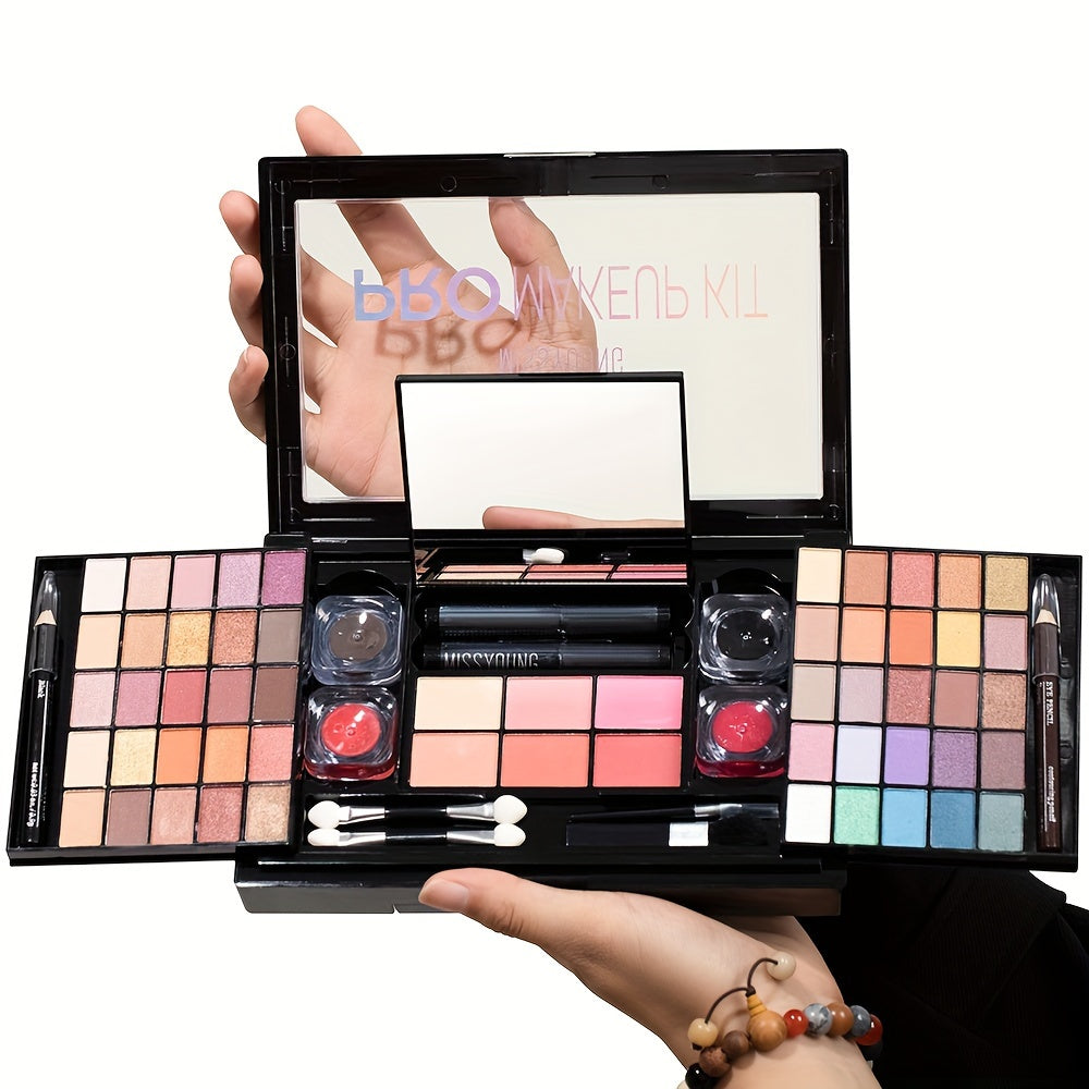 All-in-One Makeup Kit, Eyeshadow Palette Combo, Portable Beauty Cosmetics Set With Eye Shadow, Blush, Powder, Lip Gloss, For Beginners & Gifts, Removable & Travel-Friendly