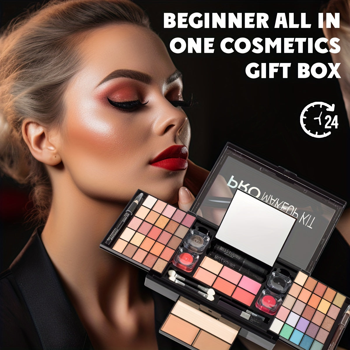 All-in-One Makeup Kit, Eyeshadow Palette Combo, Portable Beauty Cosmetics Set With Eye Shadow, Blush, Powder, Lip Gloss, For Beginners & Gifts, Removable & Travel-Friendly