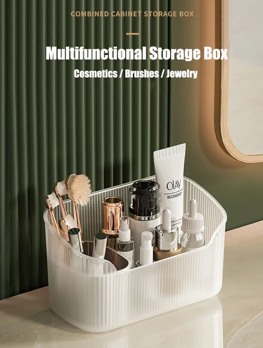 Matte Cosmetic Organizer Bathroom Bedroom Desktop Storage Box for Make Up Lipstick Perfume Skincare Cosmetic Tray Case Box