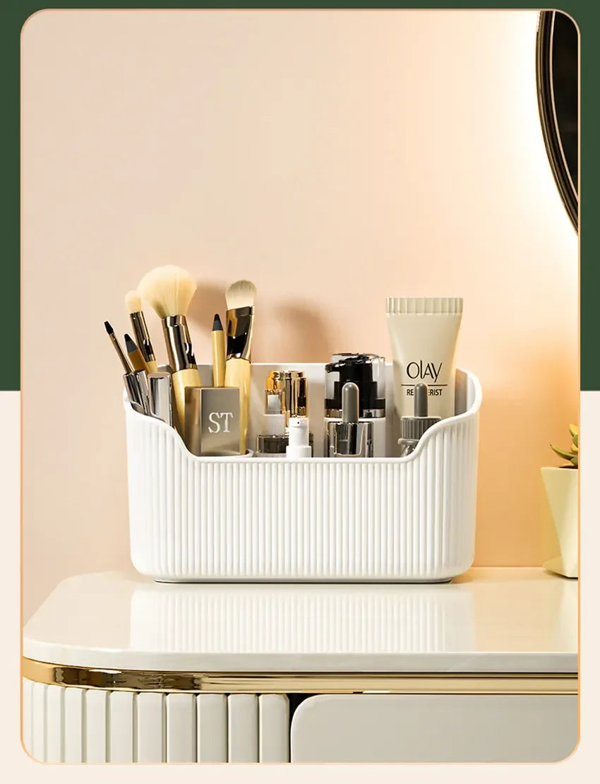 Matte Cosmetic Organizer Bathroom Bedroom Desktop Storage Box for Make Up Lipstick Perfume Skincare Cosmetic Tray Case Box