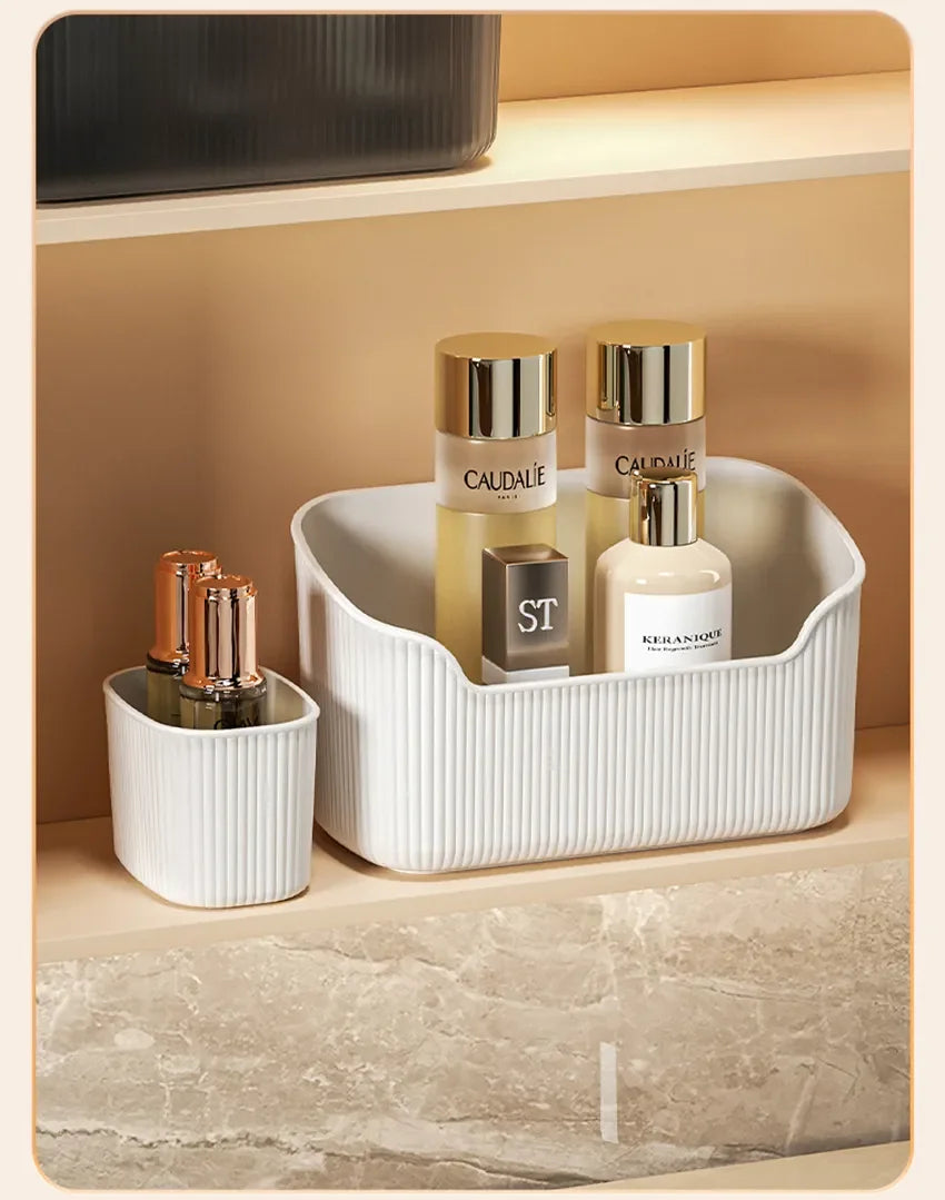 Matte Cosmetic Organizer Bathroom Bedroom Desktop Storage Box for Make Up Lipstick Perfume Skincare Cosmetic Tray Case Box