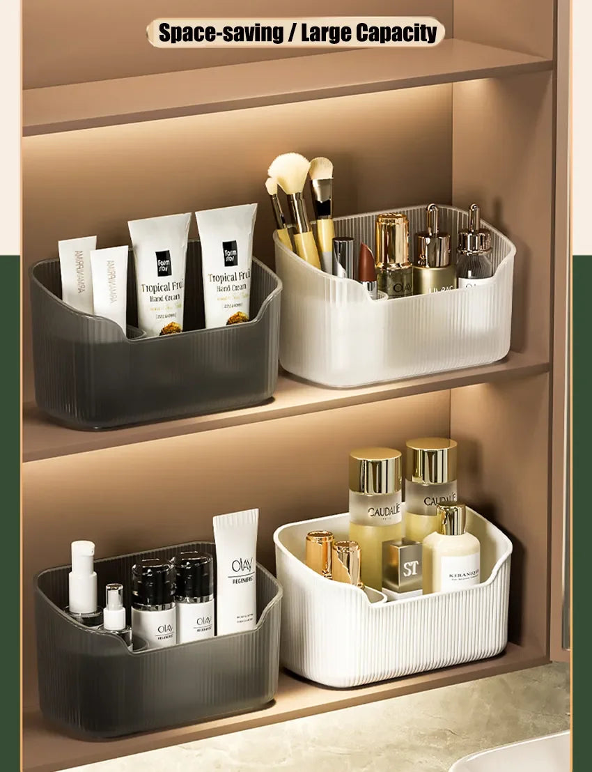 Matte Cosmetic Organizer Bathroom Bedroom Desktop Storage Box for Make Up Lipstick Perfume Skincare Cosmetic Tray Case Box