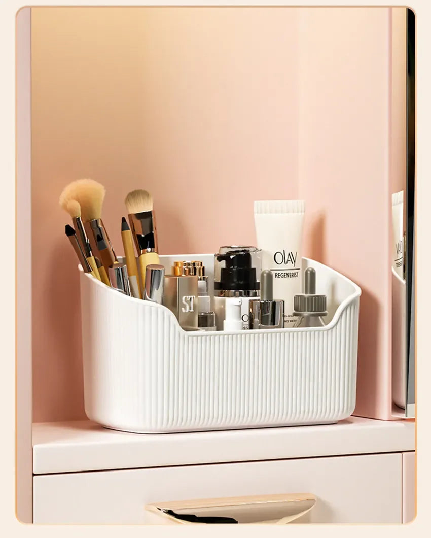 Matte Cosmetic Organizer Bathroom Bedroom Desktop Storage Box for Make Up Lipstick Perfume Skincare Cosmetic Tray Case Box