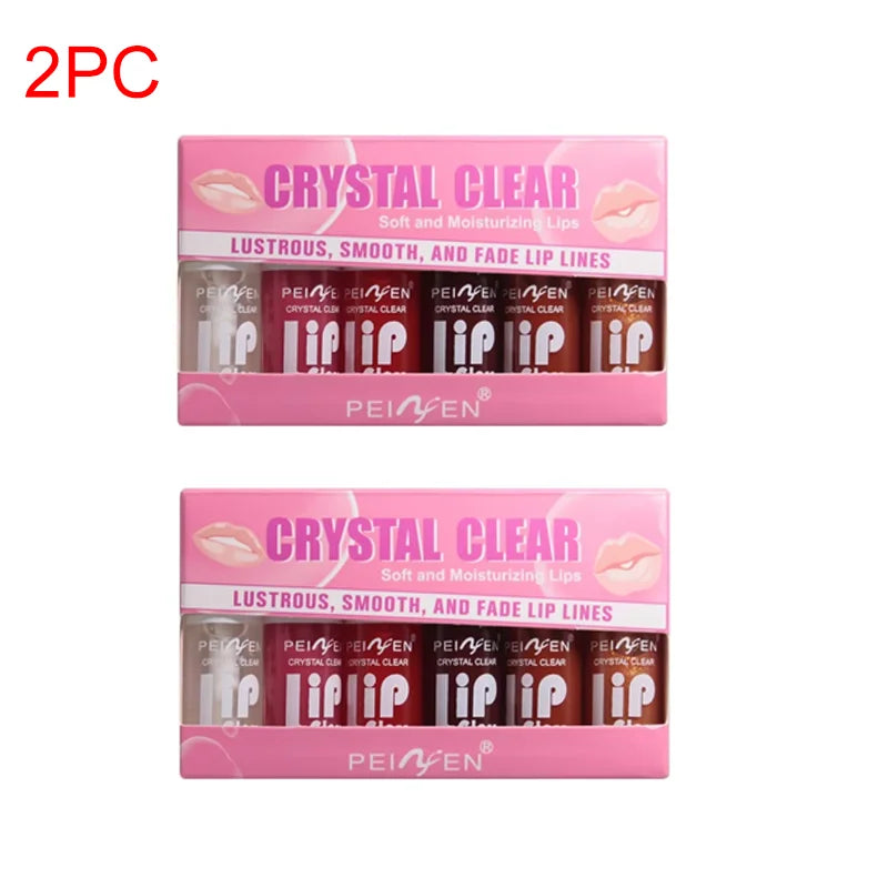 6PCS Moisturizing Lip Gloss Transparent Lip Oil Hydrating Lip Glaze Lip Plumper Hydrating Make Up Liquid Lipstick Lips Cosmetics
