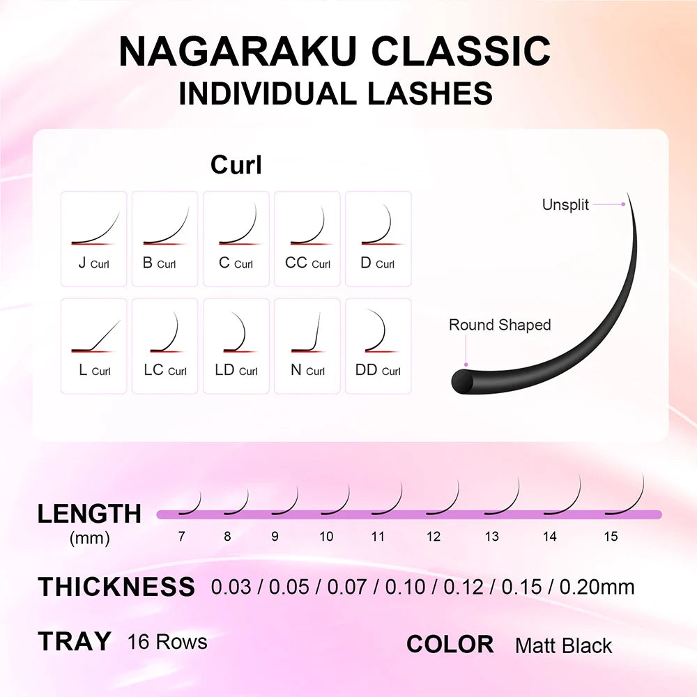 NAGARAKU 50 cases 7~15mm mix eyelash extension natural faux mink soft false lashes makeup tools silk eyelashes
