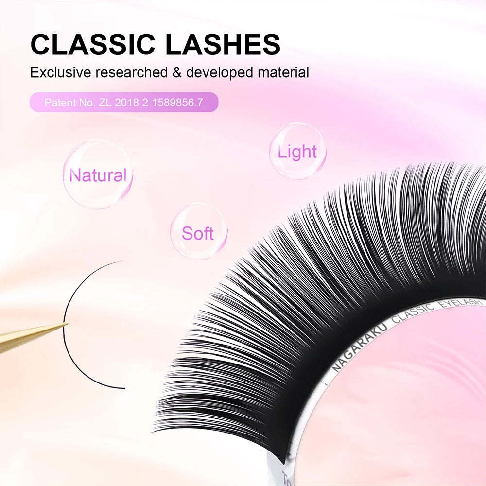 NAGARAKU 50 cases 7~15mm mix eyelash extension natural faux mink soft false lashes makeup tools silk eyelashes