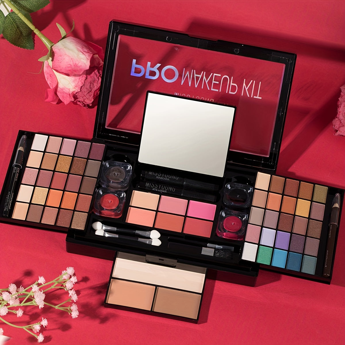 All-in-One Makeup Kit, Eyeshadow Palette Combo, Portable Beauty Cosmetics Set With Eye Shadow, Blush, Powder, Lip Gloss, For Beginners & Gifts, Removable & Travel-Friendly