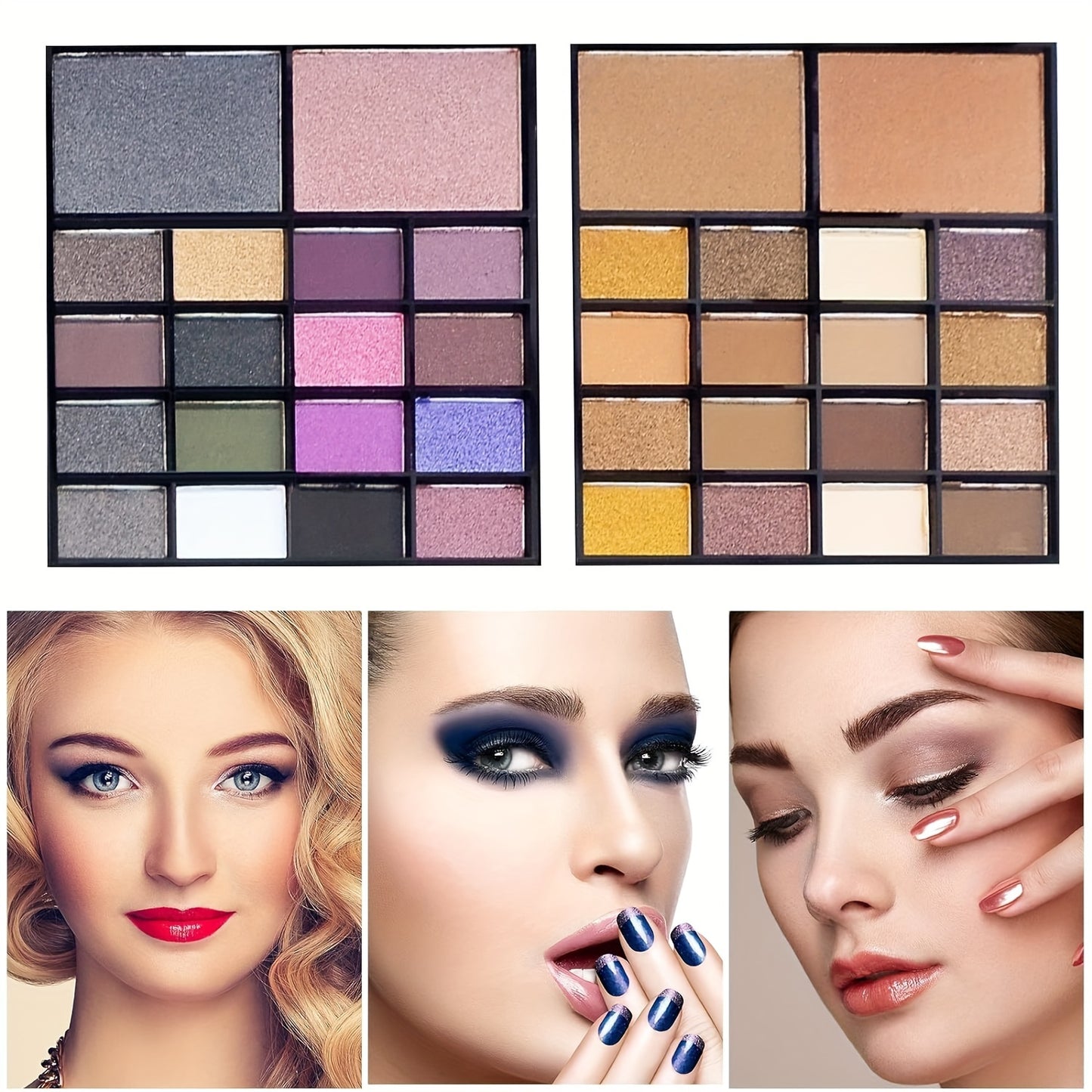 74-Color Glamour Makeup Palette - Vibrant Eye Shadow & Lip Colors, Glitter Cream, All-In-One Beauty Kit with Blendable Formulas, Long-Lasting, Highly Pigmented, Includes Brushes, Portable & Travel-Friendly Cosmetics Collectio