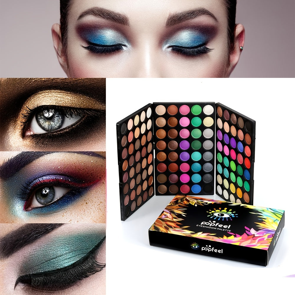 POPFEEL Mini Eyeshadow Palette - Professional Travel Portable Eye Shadow Combination Set with 3-in-1 Multicolor Glitter Eyeshadow For Music Festival, Carnival/Mardi Gras/Masquerade